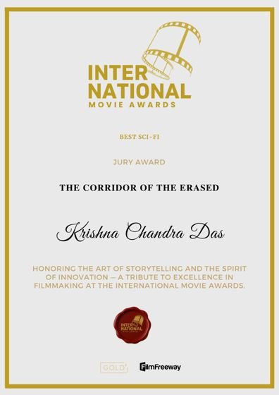 International Movie Awards — Best Sci-Fi, Jury Award certificate